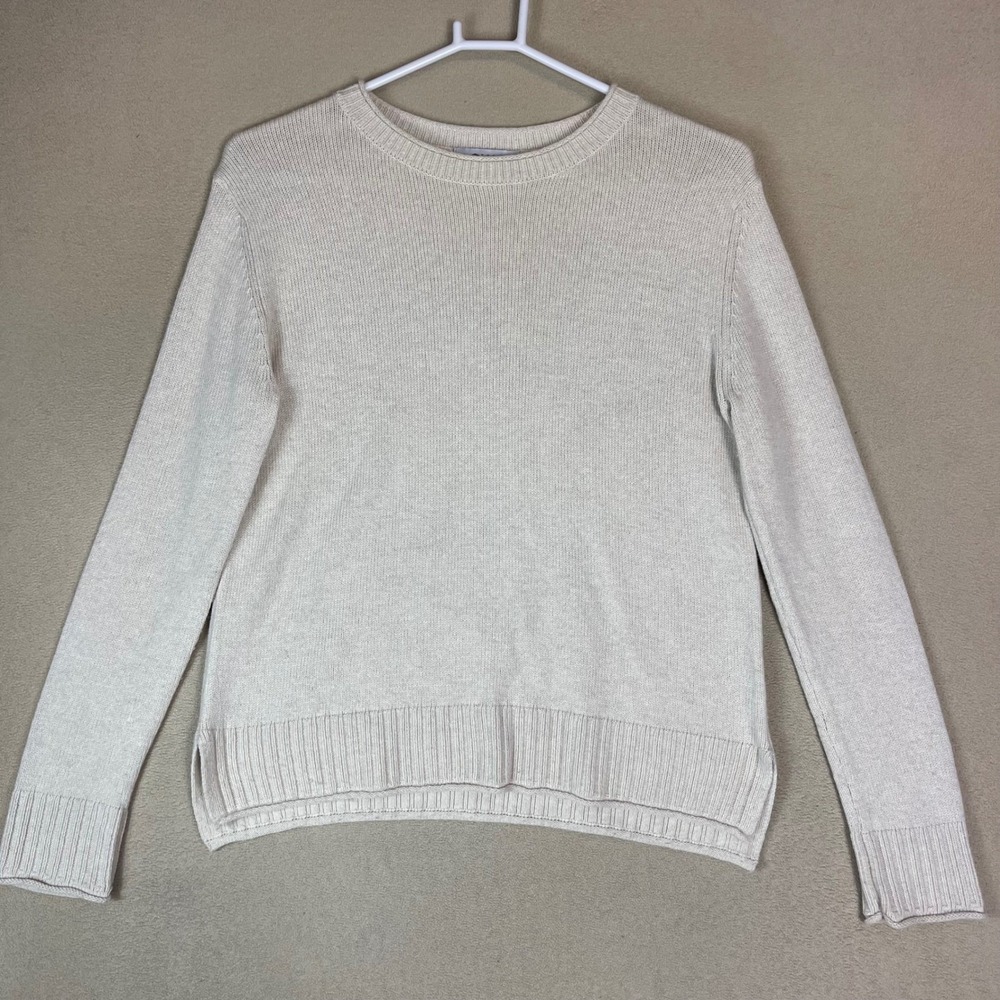 Pura Cashmere Sweater Women XXS Cashmere Wool Pullover Beige Side Slit EUC